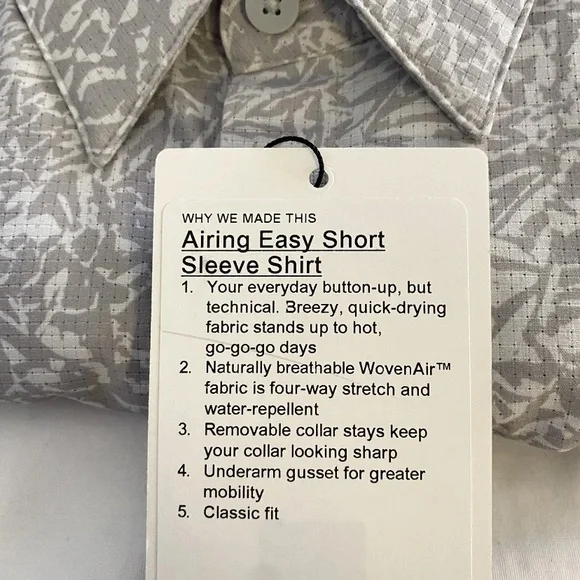 Lululemon Airing Easy SS Short Sleeve Shirt Gray/White Men’s Size S - Picture 6 of 6